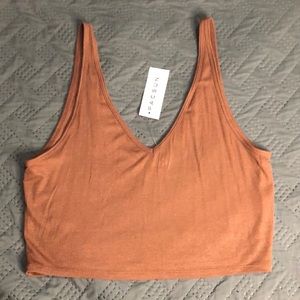 Pacsun NWT v neck tank crop top brown